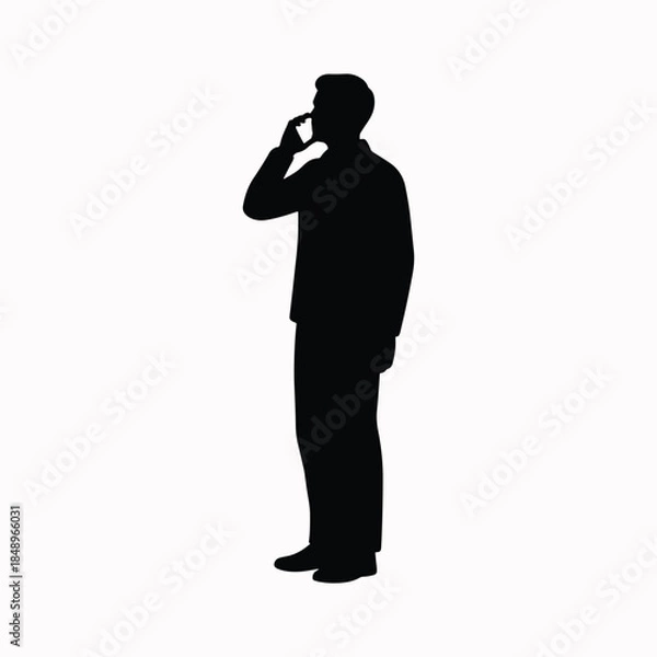 Obraz Person silhouette talking on phone while standing