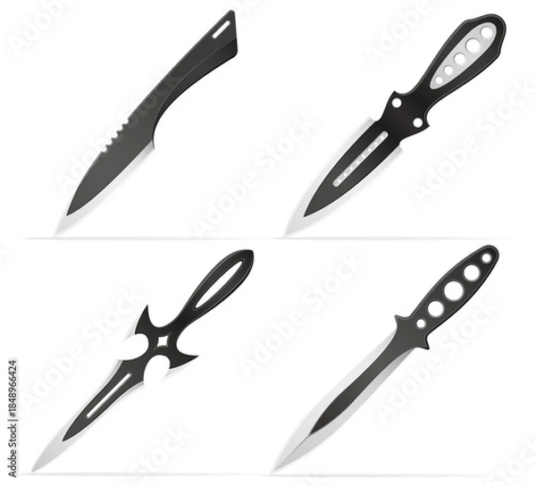 Obraz throwing combat knife weapon vector illustration isolated on white background