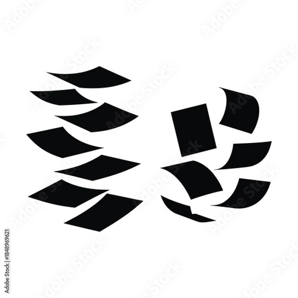 Obraz Stack of Floating Paper Sheets Silhouette set.