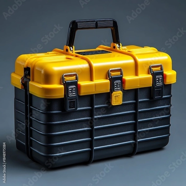 Obraz Black and yellow plastic toolbox high resolution image