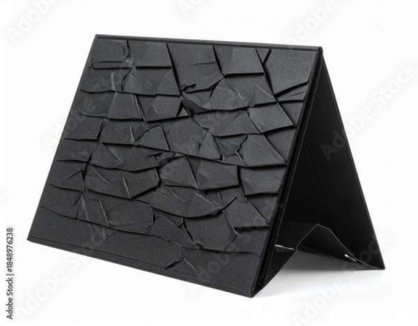 Obraz Abstract Black Triangular Structure with Irregular Tiled Pattern on White Backdrop
