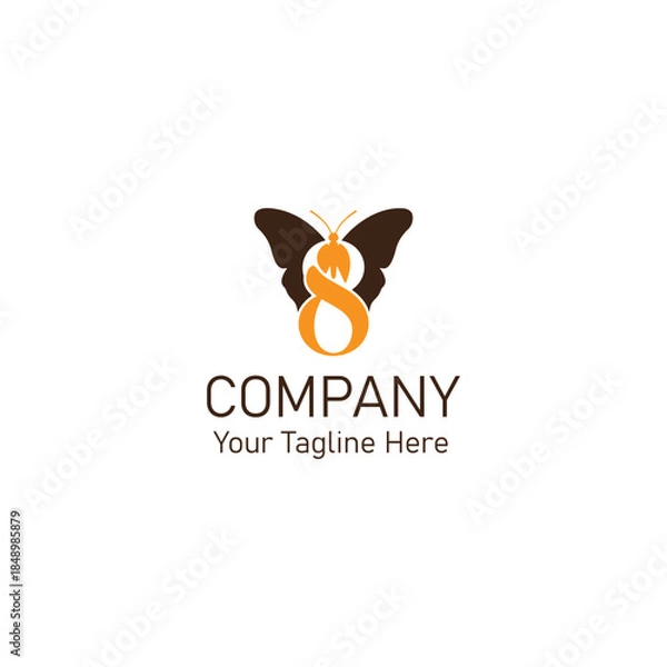 Obraz Modern Butterfly and Number Eight Logo Concept