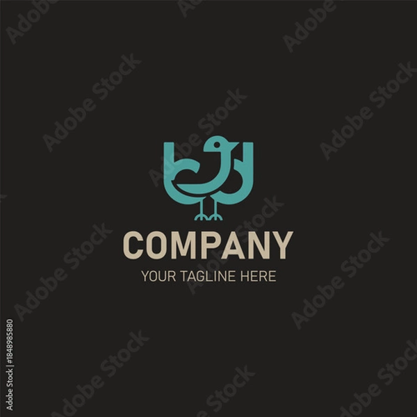 Obraz Modern Minimalist Bird Monogram Logo for Company Branding