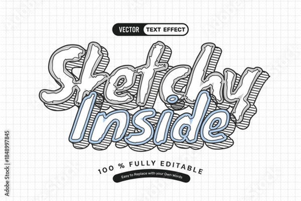 Fototapeta Sketchy Inside Editable Text Effect