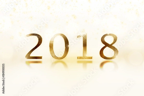 Fototapeta Happy New Year Banner with 2018 Numbers on Bright Background.