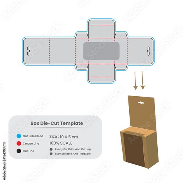 Obraz Packaging Box Die Line Template with Assembly Guide | Print Ready Carton Box Layout