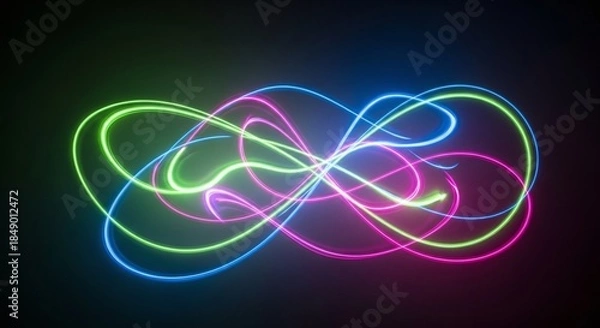Obraz Dynamic Abstract Neon Light Trails Intertwining on a Dark Background