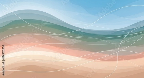 Obraz Abstract Background with Soft Gradient Waves and Flowing White Lines