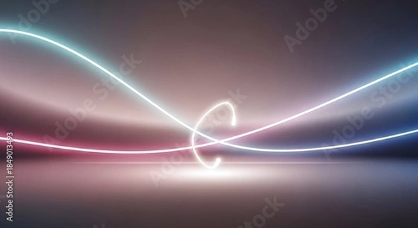 Obraz Dynamic Neon Light Lines Create an Abstract Futuristic Background