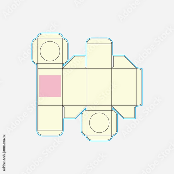 Obraz Packaging box with supporter and circle window die cut template design