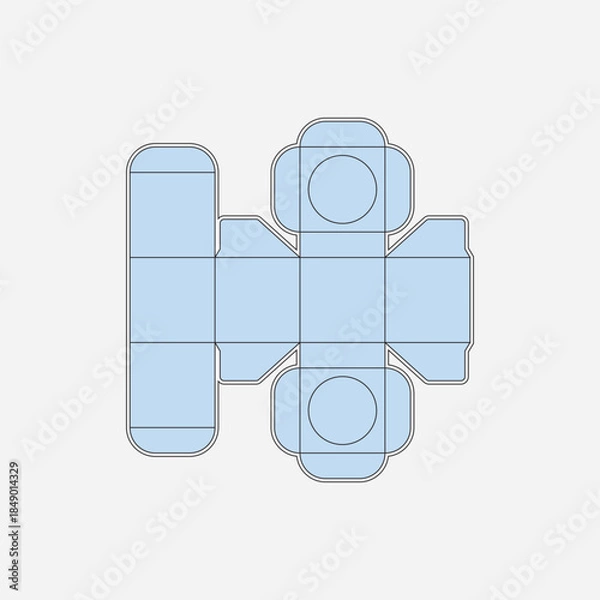 Obraz Packaging box with supporter and circle window die cut template design
