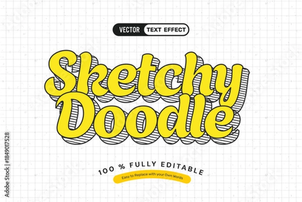 Fototapeta Yellow Sketchy Doodle Editable Text Effect