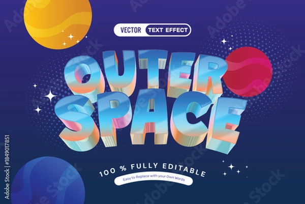Fototapeta 3D Outer Space Editable Text Effect