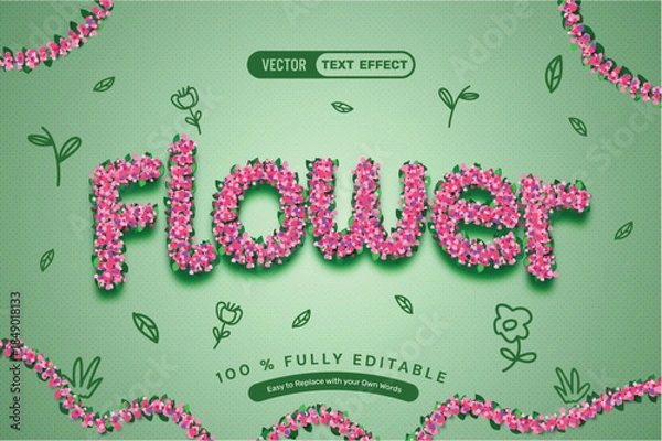 Fototapeta Realistic Flower Bouquet Editable Text Effect