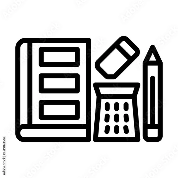 Fototapeta School material line icon