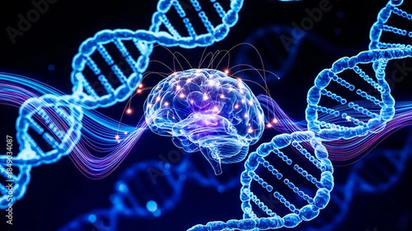 Fototapeta BrainDNAConnectionVisualizingGeneticIntelligence
