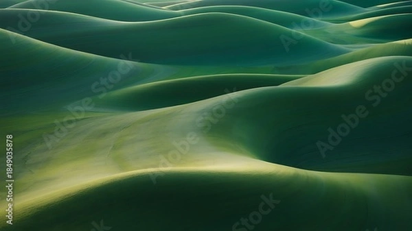 Obraz Abstract Aerial Landscape of Rolling Green Hills with Flowing Layered Contours