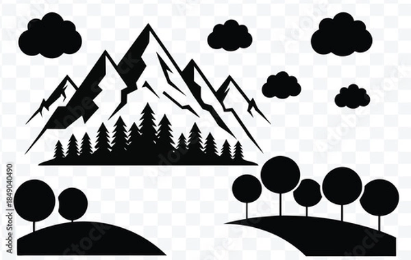 Fototapeta trees and mountains