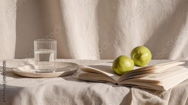 Obraz Simple scene with water and apples