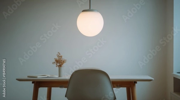 Obraz Light hangs over empty desk space