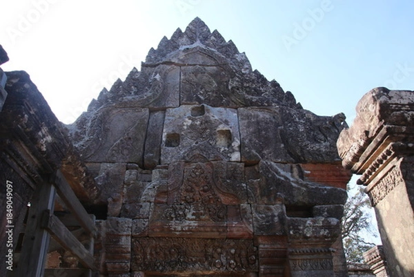 Obraz プレアヴィヒアの石壁の彫刻
