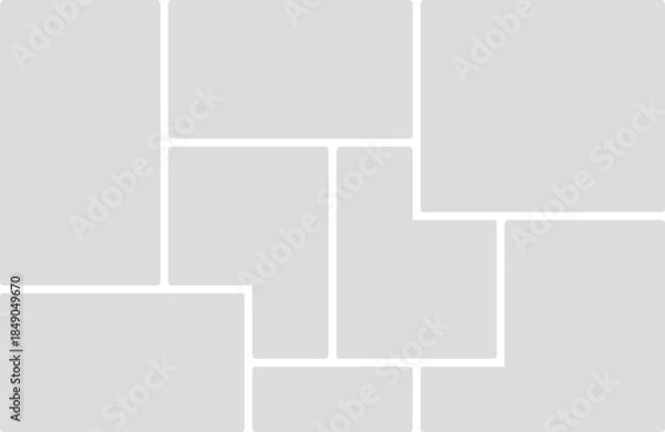 Obraz Collage template with rounded rectangles and white borders on a light gray background Keywords: collage, template, layout, grid, frames, rounded