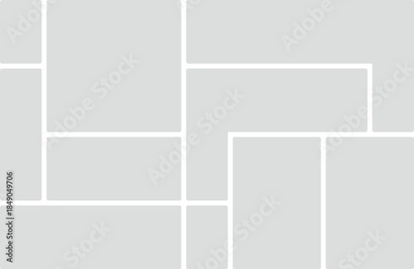 Obraz Collage template with rounded rectangles and white borders on a light gray background Keywords: collage, template, layout, grid, frames, rounded