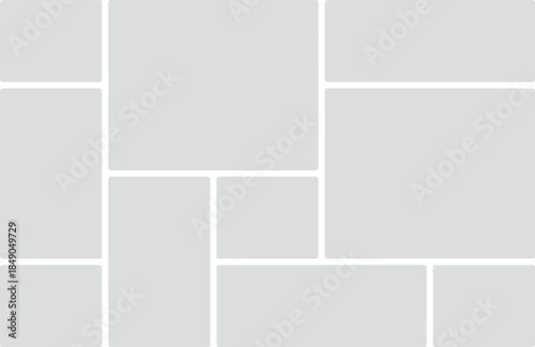 Obraz Collage Template Layout With Rounded Rectangles And Gray Background Keywords: collage, template, layout, grid, design, background, gray, rounded