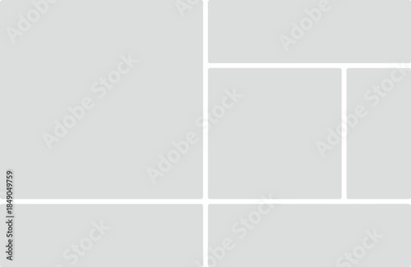 Obraz Collage template with rounded rectangles and white borders on a light gray background Keywords: collage, template, layout, grid, frames, rounded