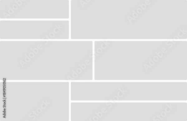 Obraz Grid layout with rounded rectangles and white borders on a light gray background Keywords: grid, layout, design, template, arrangement, composition