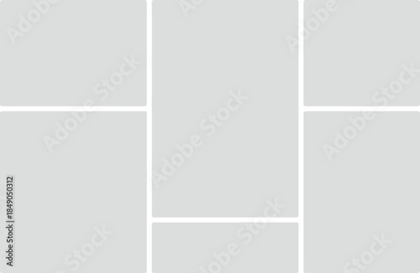Obraz Grid layout with rounded rectangles and white borders on a light gray background Keywords: grid, layout, design, template, arrangement, composition
