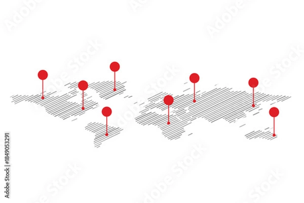 Fototapeta World Map with Infographic Markers Vector