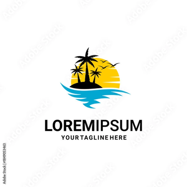 Obraz Beach sunset design on white background 