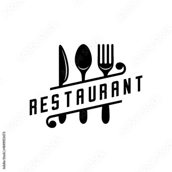 Obraz Restaurant design, spoon, fork and knife 
