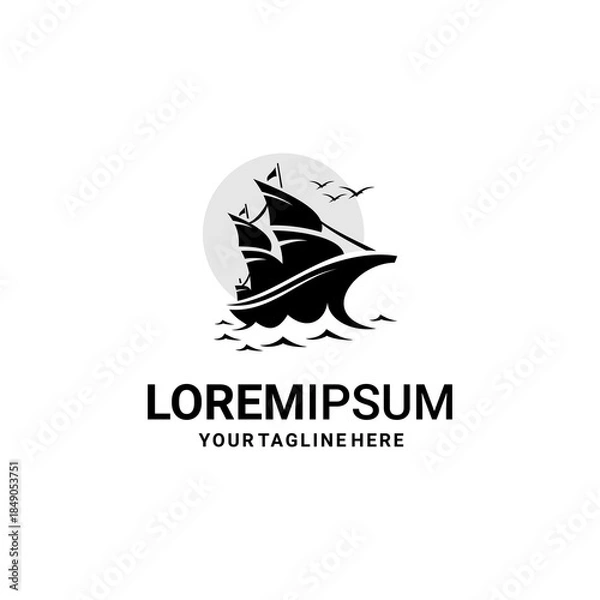 Obraz Sailboat and ocean flat design 