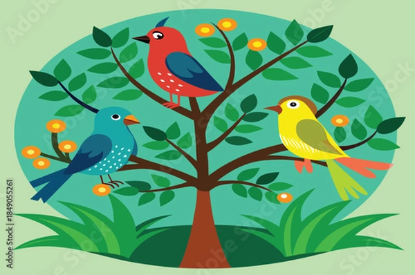 Obraz birds on the  tree