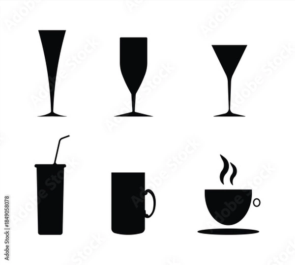 Obraz Glass vector set collection vector illustration