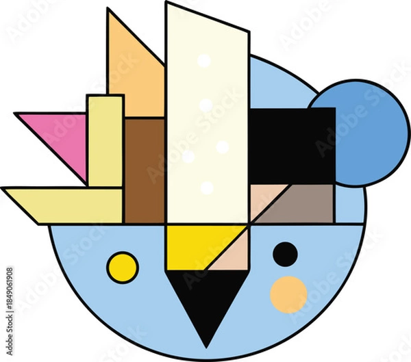 Obraz Flat brutalist shape collage in monochrome palette