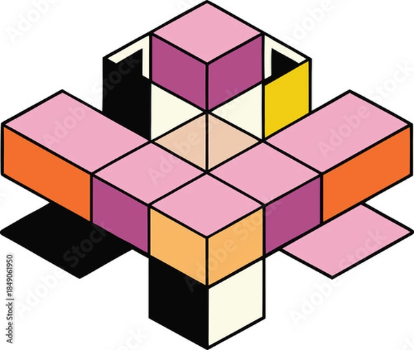 Obraz Geometric brutalism using rigid square modules