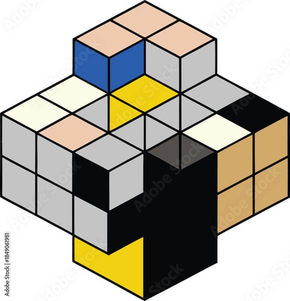 Obraz Brutalist grid visual with structured shape alignment