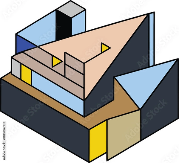 Obraz Industrial brutalist geometry with sharp cuts