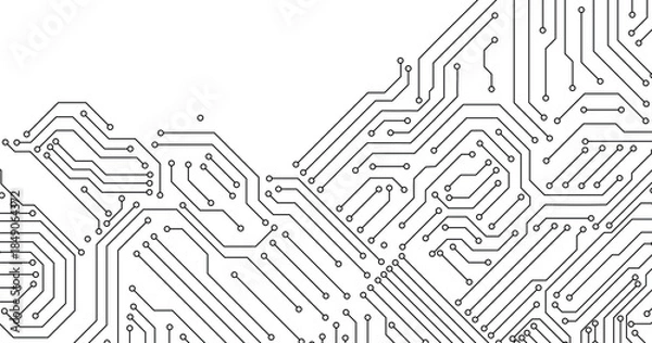 Obraz Abstract grey circuit pattern on white technology futuristic background. 