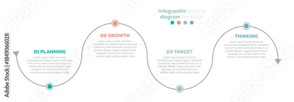 Fototapeta Modern Infographic template for business. Timeline diagram design. Business timeline infographic template. vector illustration.