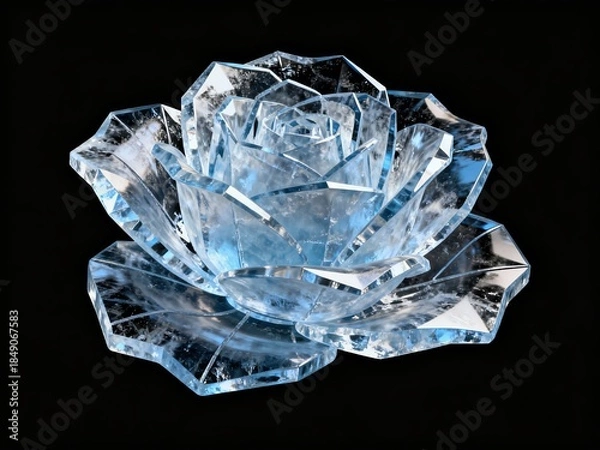 Obraz Crystal rose sculpture on black background