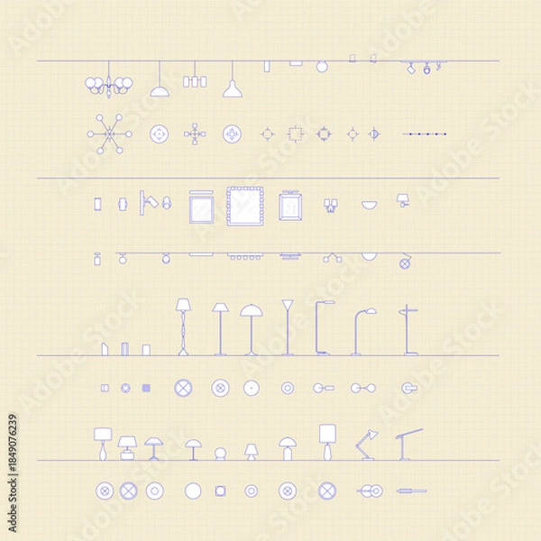 Obraz Lighting fixtures chart. Vector illustration.