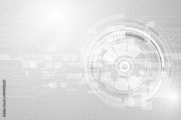 Fototapeta Grey geometric technology background with gear shape. Vector abstract graphic design