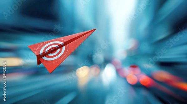 Obraz Plane is flying from a blurred area