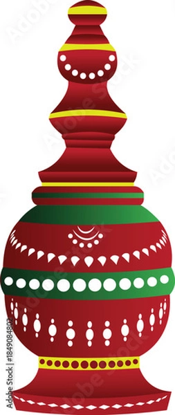 Fototapeta Gach Kouto Sindoor Box, Red Kumkum Pot for Bengali Wedding Rituals element design
