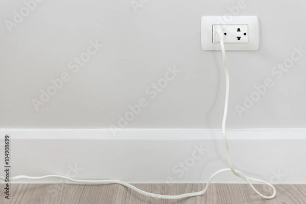 Fototapeta socket plug with electric plug line