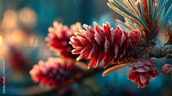 Fototapeta Iced pine cones